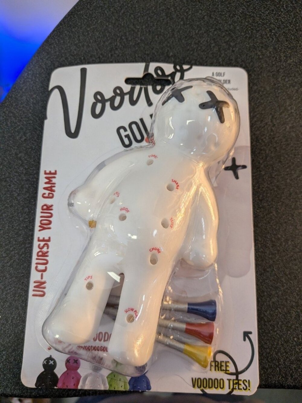 Voodoo Golf Ball Tee Holder Novelty “Uncurse your Game" White **NEW**Keychain